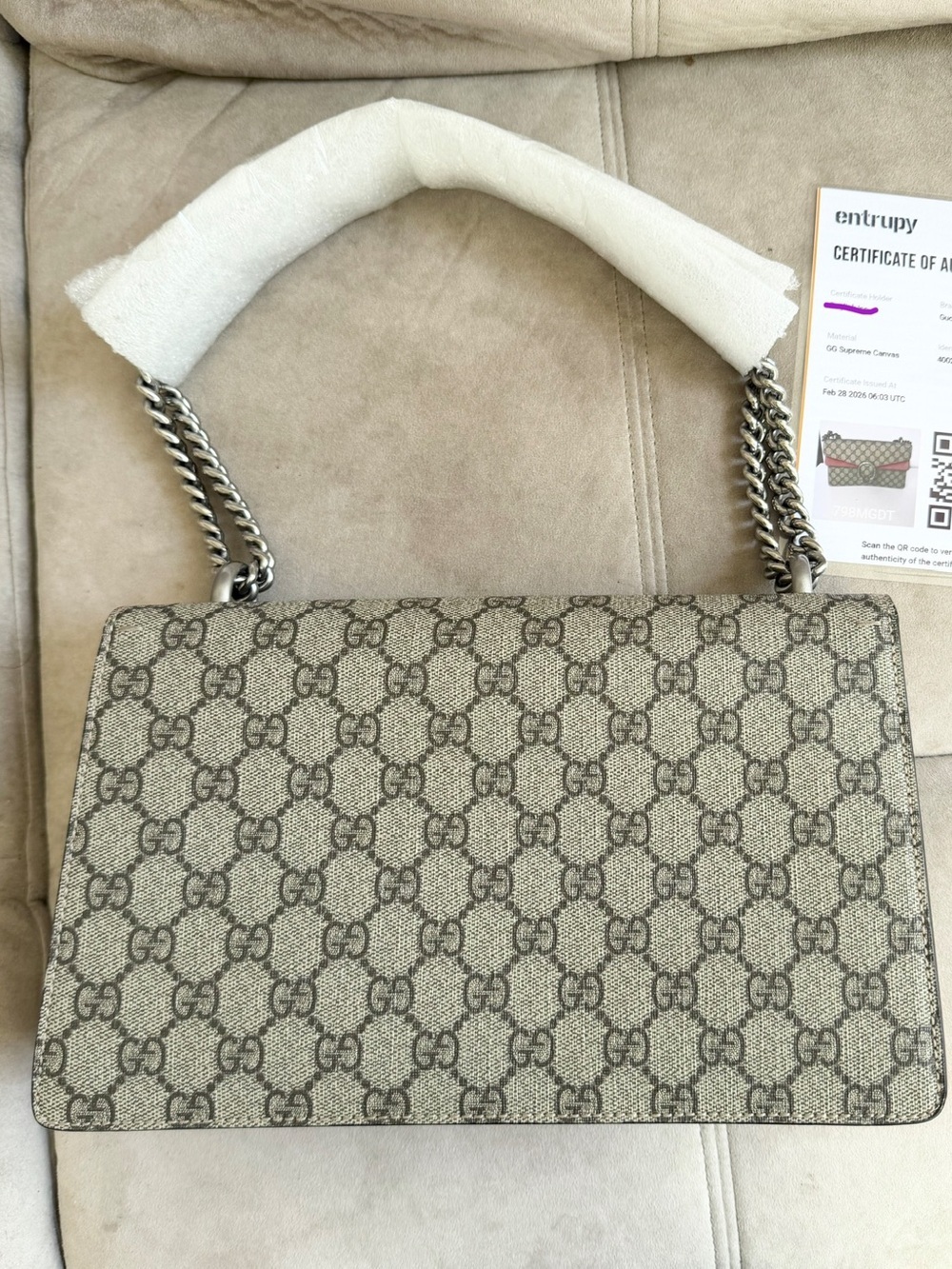 Gucci GG Supreme Monogram Suede Small Dionysus Shoulder Bag - Picture 3 of 12